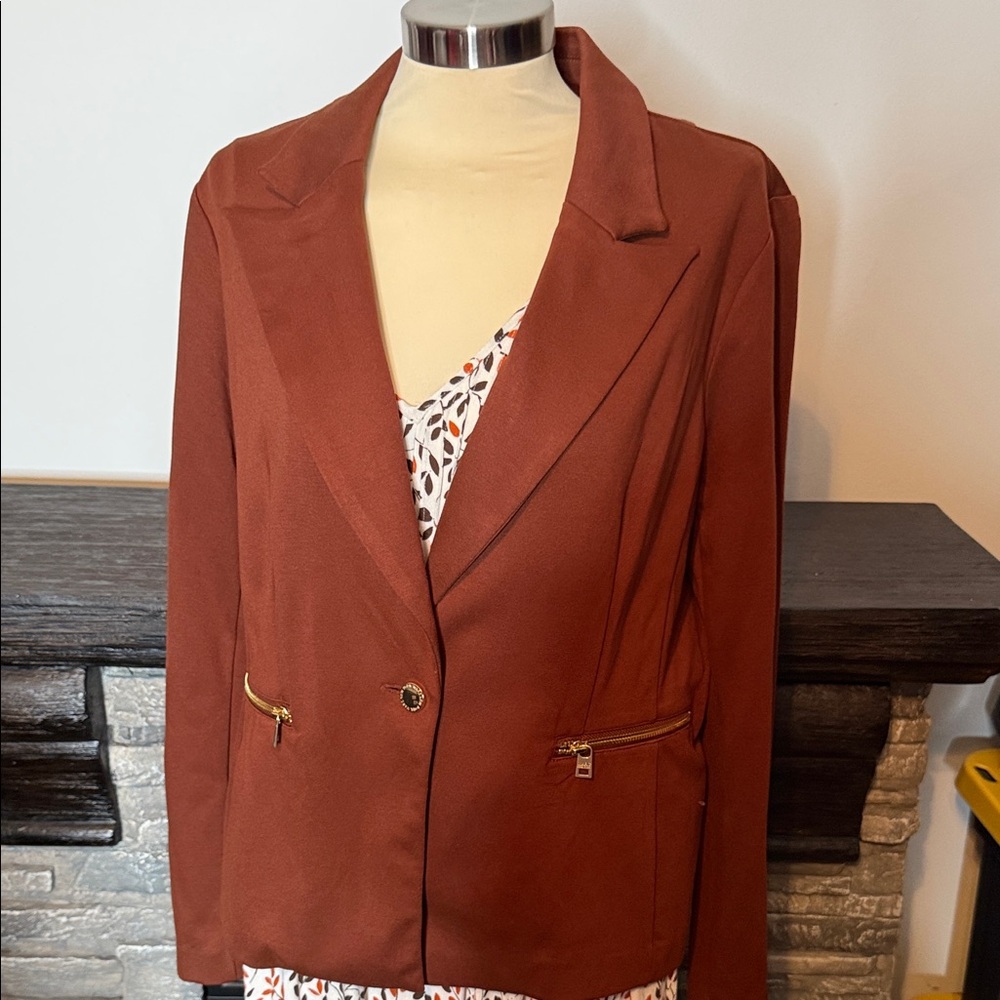 Marc New York Rust Blazer with Gold Zippers
